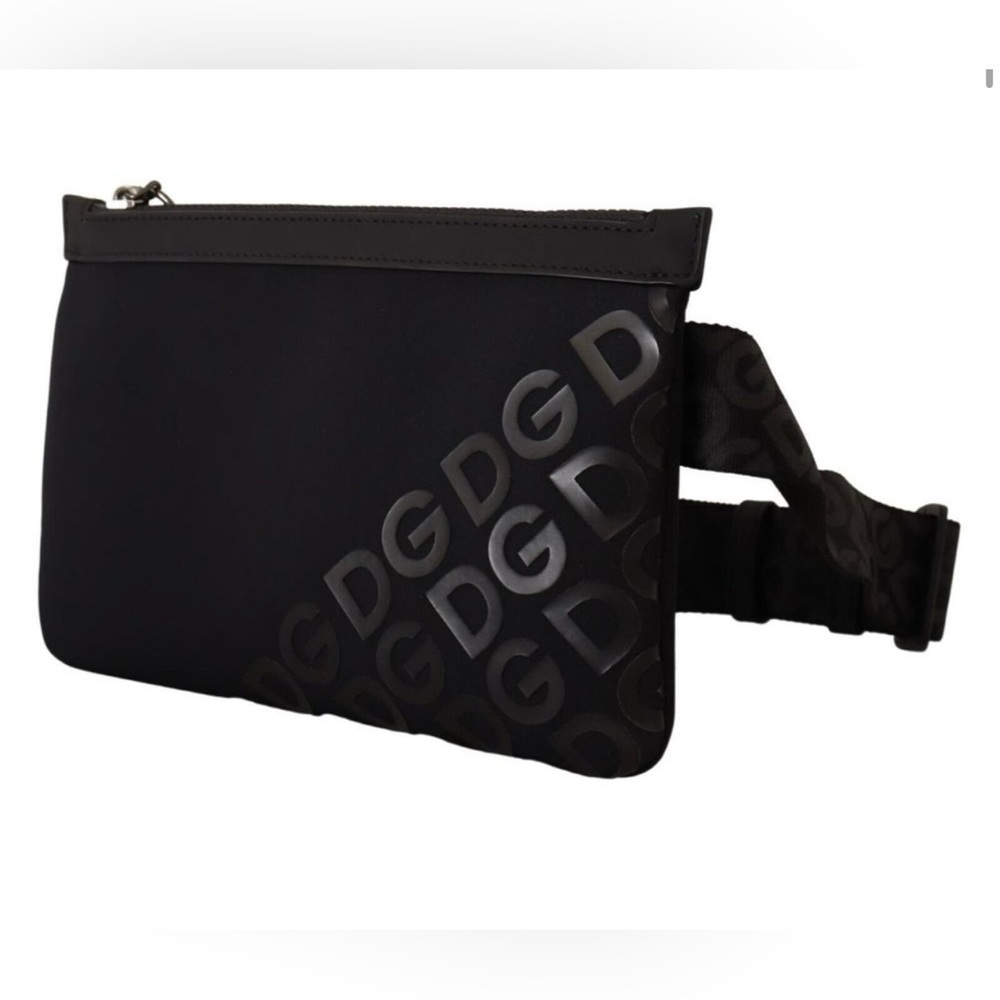 Dolce & Gabbana Black Monogram Neoprene Belt Bag / Crossbody